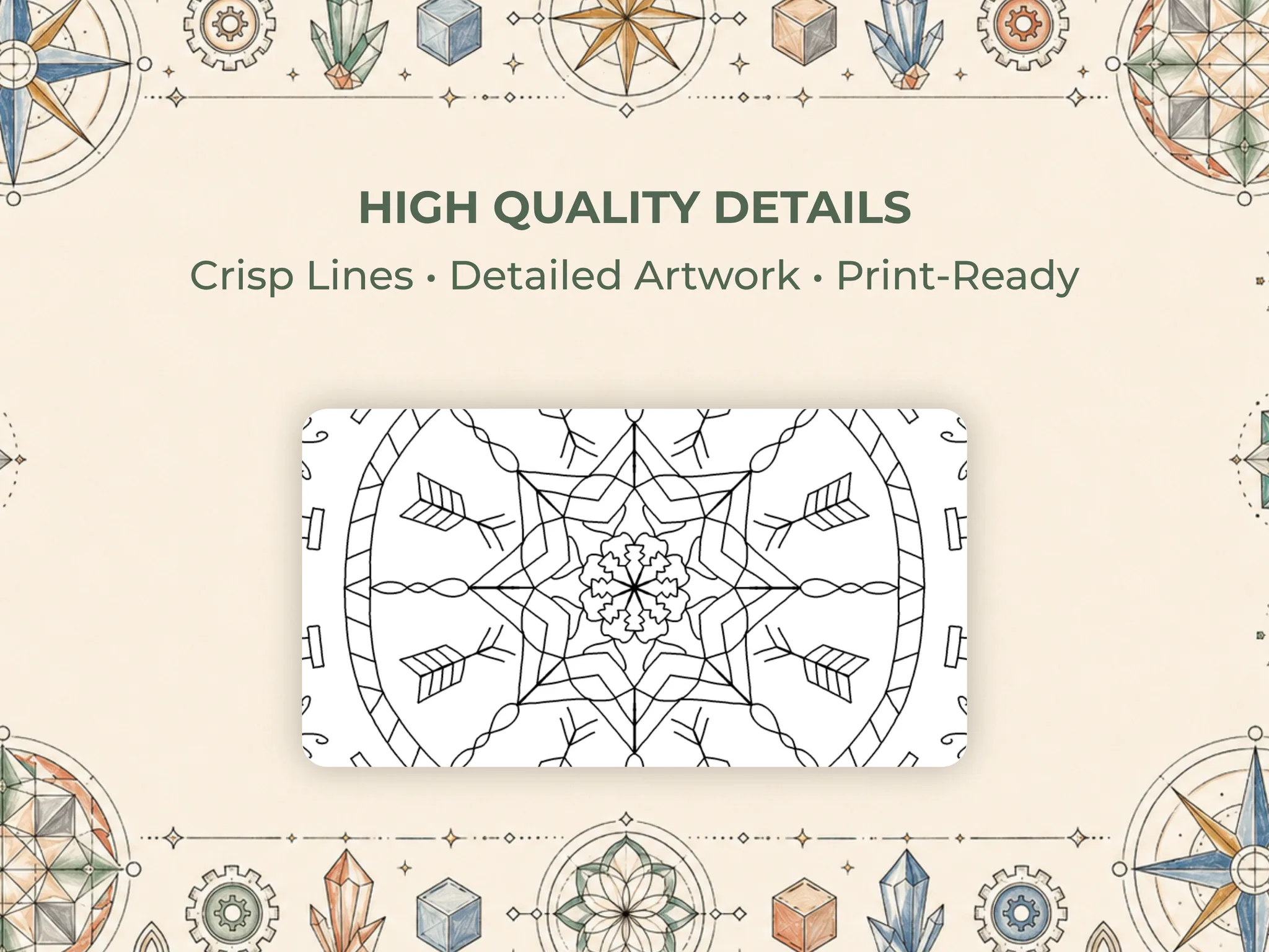 Geometrik Mandala Boyama Sayfaları, 22 Tasarım — Galeri 6