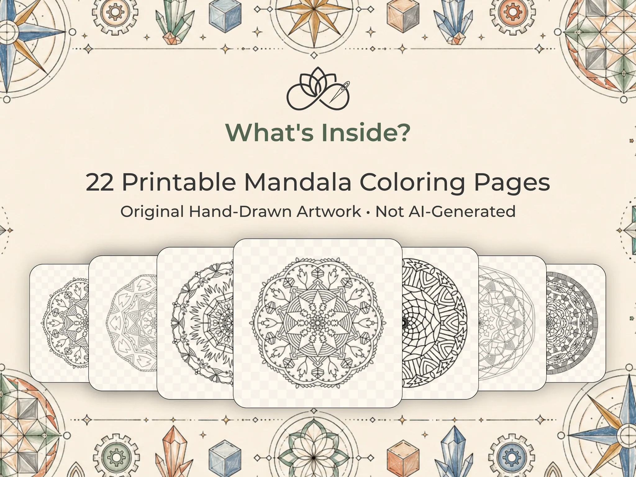Geometrik Mandala Boyama Sayfaları, 22 Tasarım — Galeri 2