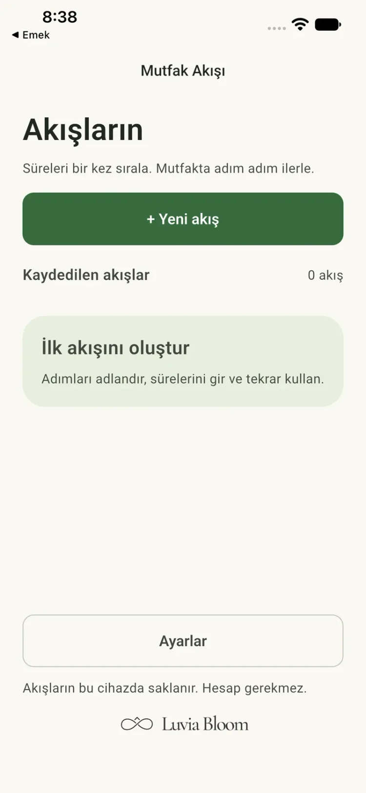 Mutfak Akışı — Development preview · iOS simulator